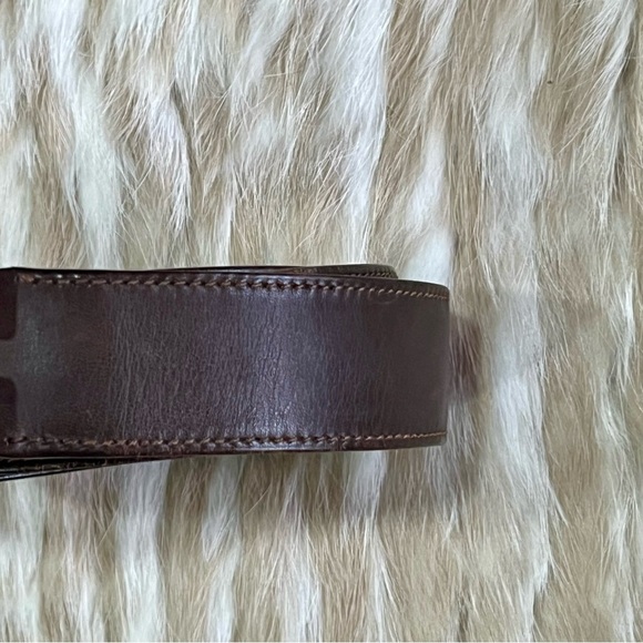 GUCCI G Gold Buckle Brown Leather Classic Unisex Belt main image 5